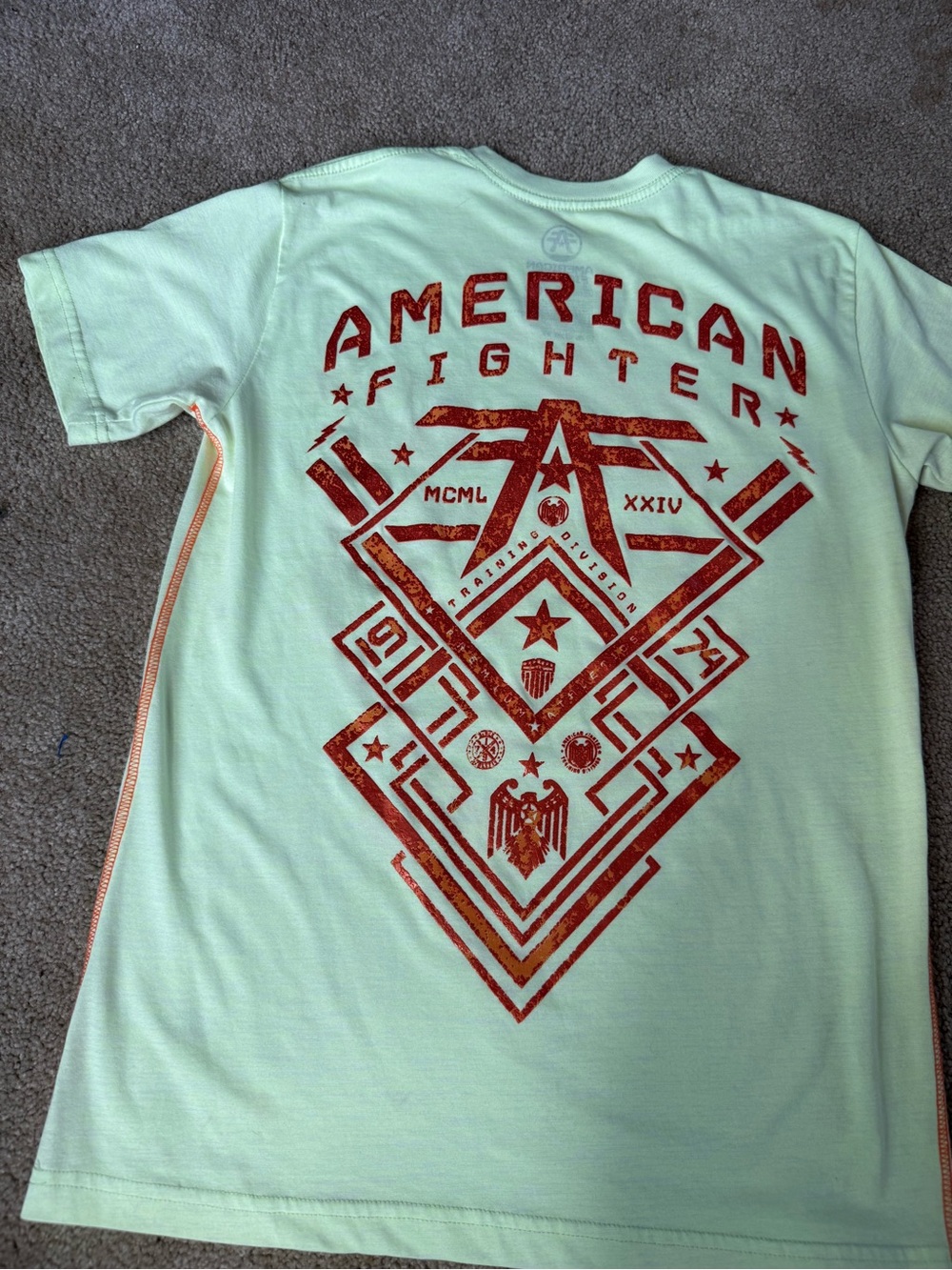 American Fighter Mint Green Tee with Red Graphic
